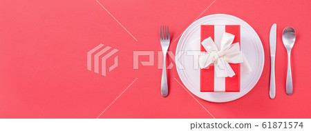 情人節 餐廳 盤子 頂視圖 大餐 Valentine's Day Plate バレンタイン 61871574