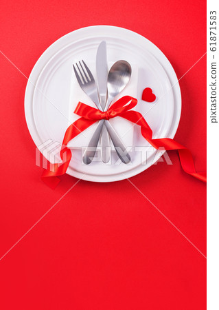 情人節 餐廳 盤子 頂視圖 大餐 Valentine's Day Plate バレンタイン 61871583