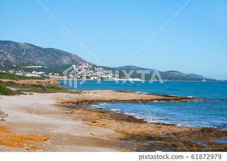 rock formations on the beach in Alcossebre, Spain 61872979
