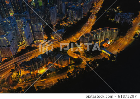 Aerial view of Hong Kong City at twilight time. Aerial view of Hong Kong City at twilight time. 61873297