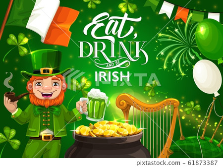 Patricks day, Irish holiday flags and fireworks Patricks day, Irish holiday flags and fireworks 61873387