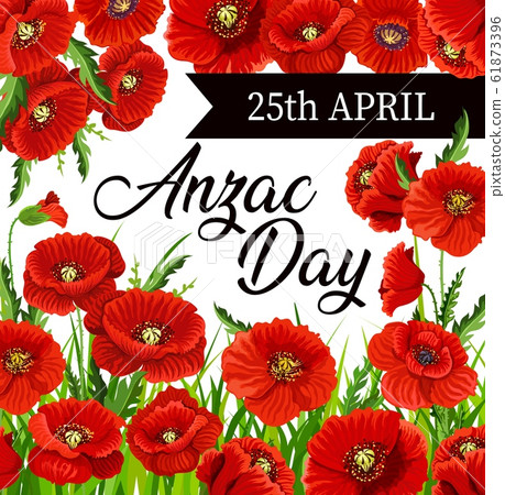 Red poppy flowers of Anzac Day - Stock Illustration [61873396] - PIXTA