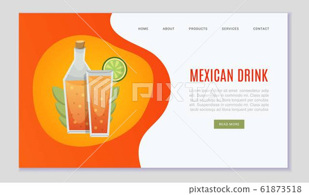Mexican drinks and alcohol pub web template on mexica orange colors vector illustration. Mexican drinks and alcohol pub web template on mexica orange colors vector illustration. 61873518