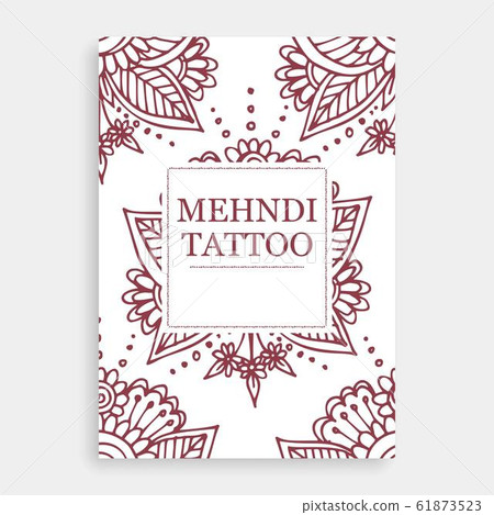 Mehendi tattoo oriental floral ornament in indian mehndi style poster, vector illustration. 61873523