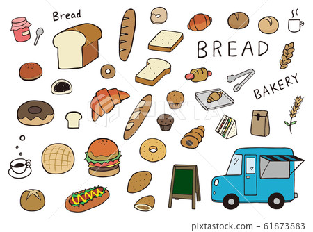 Various bread hand drawn style illustration set Various bread hand drawn style illustration set 61873883
