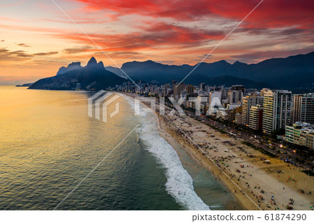 Beautiful panorama of Rio de Janeiro at twilight, Brazil. 61874290