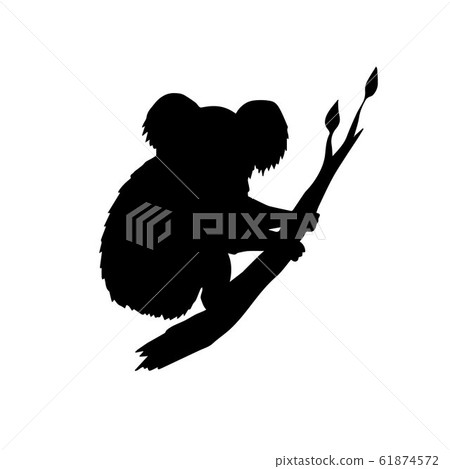 Vector koala silhouette on tree branch - Stock Illustration [61874572 ...