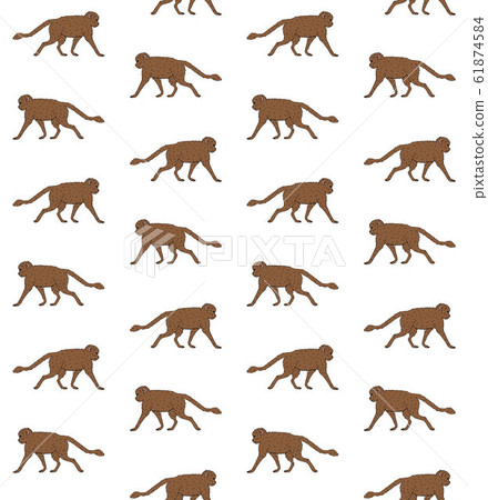 Vector seamless pattern of brown hand drawn monkey 61874584