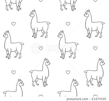 Vector seamless pattern of llama and heart Vector seamless pattern of llama and heart 61874595