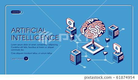 Artificial intelligence isometric landing page - Stock Illustration ...
