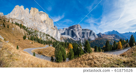 Autumn alpine Dolomites rocky  mountain scene, 61875026