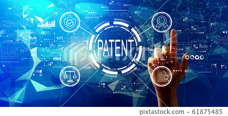 Patent concept with hand pressing a button Patent concept with hand pressing a button 61875485