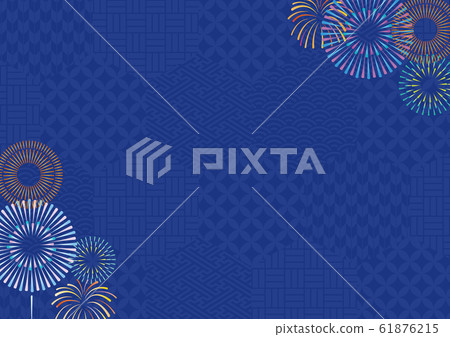 夏季日式煙花背景夜夜天空日式形象 插圖素材 圖庫