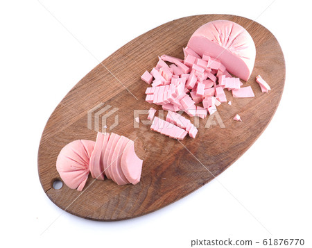 sausage on a wooden board 61876770