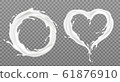 Milk splash frames round heart with white drops 61876910