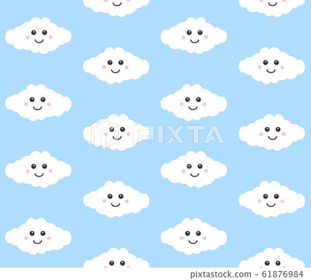 Vector seamless pattern of flat cloud with face - Stock Illustration ...