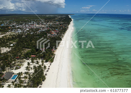 drone shot from tropical beach Unguja Island, Zanzibar 61877377
