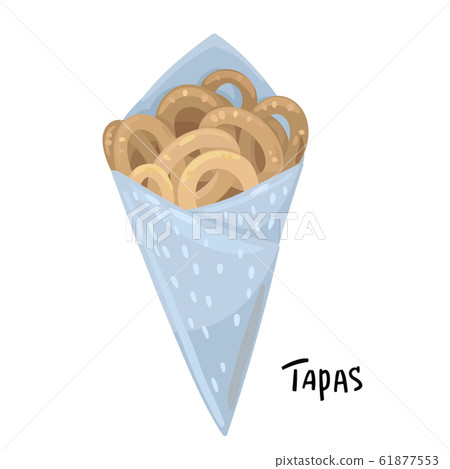 Fried squid rings in the roll. Vector isolated object on white background. 61877553