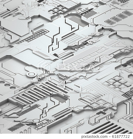 Circuit board futuristic server code processing. White technology background. 3d Circuit board futuristic server code processing. White technology background. 3d 61877722