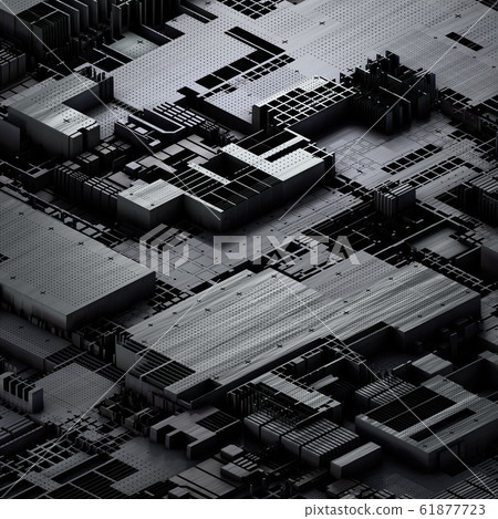 Circuit board futuristic server code processing. Gray technology background. 3d 61877723