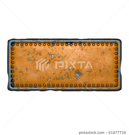 Rusty metal strip with rivets on the center against on white background 3d 61877738
