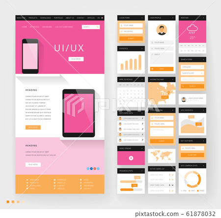 Website template design with interface elements 61878032