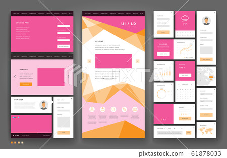 Website template design with interface elements 61878033