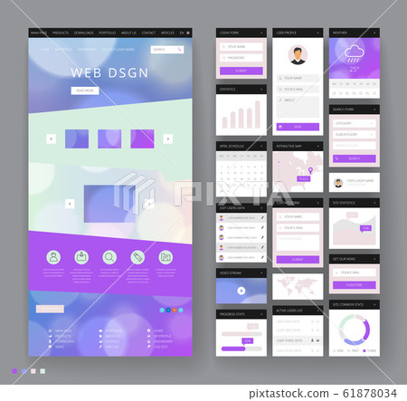 Website template design with interface elements 61878034