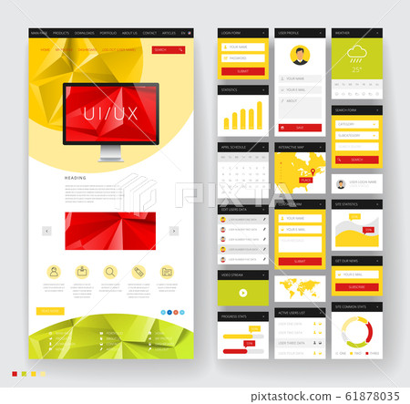 Website template design with interface elements - Stock Illustration ...