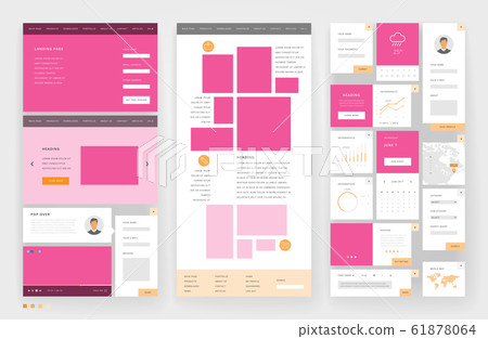 Website template design with interface elements - Stock Illustration ...
