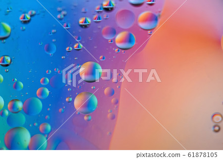 Orange and blue abstract background picture made with oil, water and soap Orange and blue abstract background picture made with oil, water and soap 61878105
