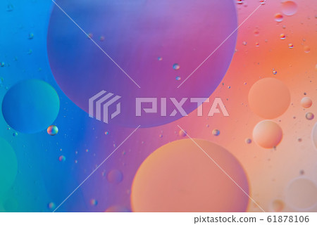 Orange and blue abstract background picture made with oil, water and soap Orange and blue abstract background picture made with oil, water and soap 61878106