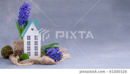 Spring Easter composition with blue hyacinths Spring Easter composition with blue hyacinths 61880326