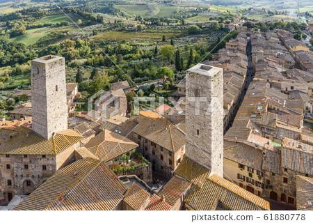Aerial view of San Gimignano Aerial view of San Gimignano 61880778