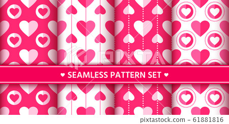 heart seamless pattern set love valentine romantic - Stock Illustration ...