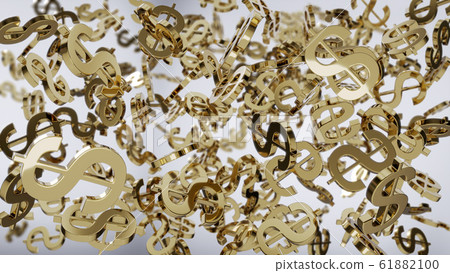 Golden Dollar Symbols 3d Rendering Stock Illustration 61882100 Pixta