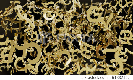 Golden Pound Symbols - 3D Rendering 61882102