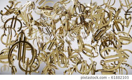 Golden Euro Symbols 3D Rendering Golden Euro Symbols 3D Rendering 61882103