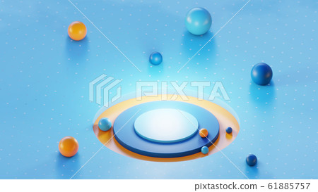 Blue surface with cylinders and spheres Blue surface with cylinders and spheres 61885757