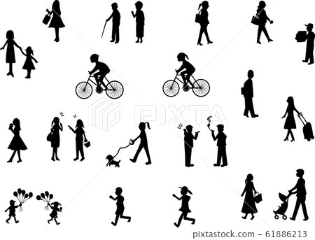 Hand-painted person silhouette set 61886213