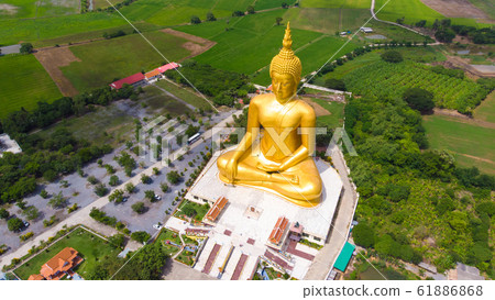Golden buddha statue in buddhism temple with rice Golden buddha statue in buddhism temple with rice 61886868