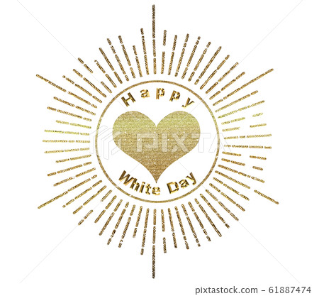 Happy White Day logo mark with hand-drawn touch (gold) | Hand-drawn concentrated line and heart illustration Happy White Day logo mark with hand-drawn touch (gold) | Hand-drawn concentrated line and heart illustration 61887474