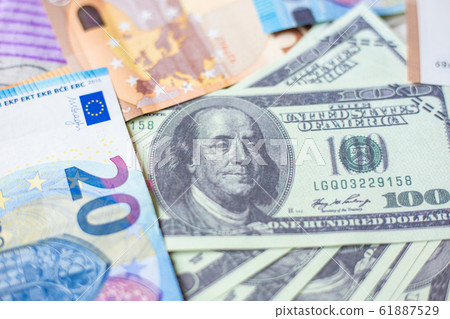 Euro union and us dollar money bank note bill Euro union and us dollar money bank note bill 61887529