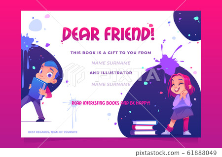 Gift book banner, present card to child, flyer 61888049