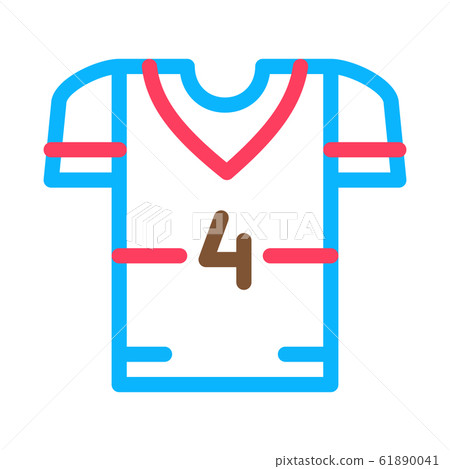 T-shirt with Number 4 Icon Vector Outline Illustration 61890041