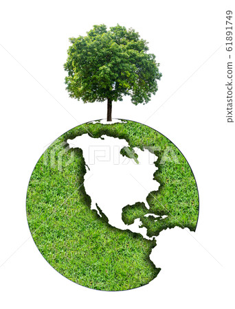 The world with trees on green grass on a completely separate white background,Earth image provided by Nasa. The world with trees on green grass on a completely separate white background,Earth image provided by Nasa. 61891749