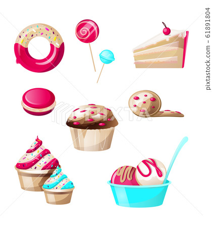 Confectionery and sweets candies set isolated 61891804