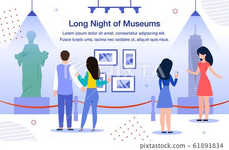 Long Night of Museums Flat Vector promo Banner