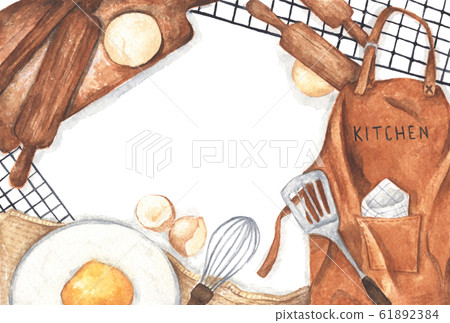 Baking or cooking background with kitchen... - Stock Illustration  [61892384] - PIXTA