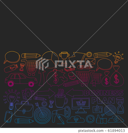 Business and management background. Pattern with finance icons. Conceptual illustration of projects organization, risk, development. Team working, budget planning. Business and management background. Pattern with finance icons. Conceptual illustration of projects organization, risk, development. Team working, budget planning. 61894013